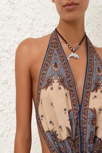 Edalene Printed Halter Dress