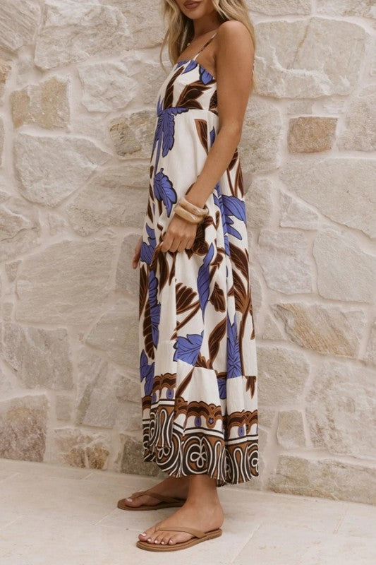 Botanical Print Maxi Dress