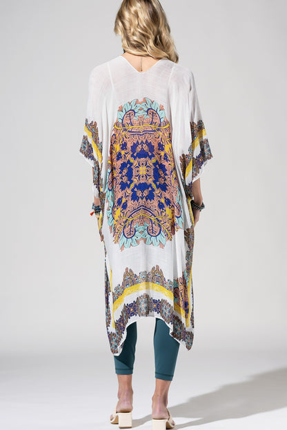 White Sunburst Mandala Kimono