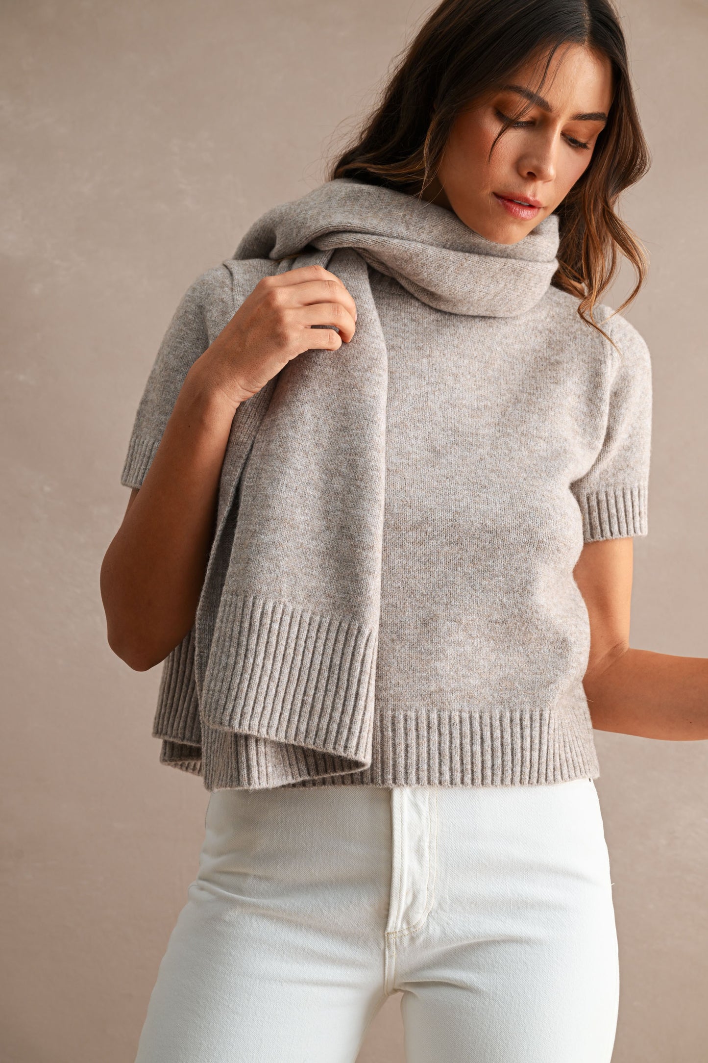 Mocha Sweater with Matching Removable Scarf