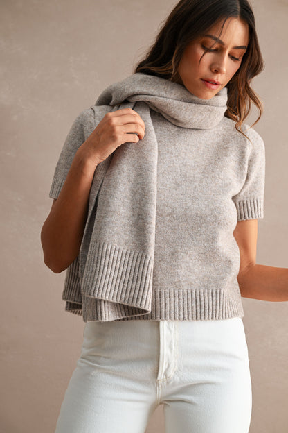 Mocha Sweater with Matching Removable Scarf