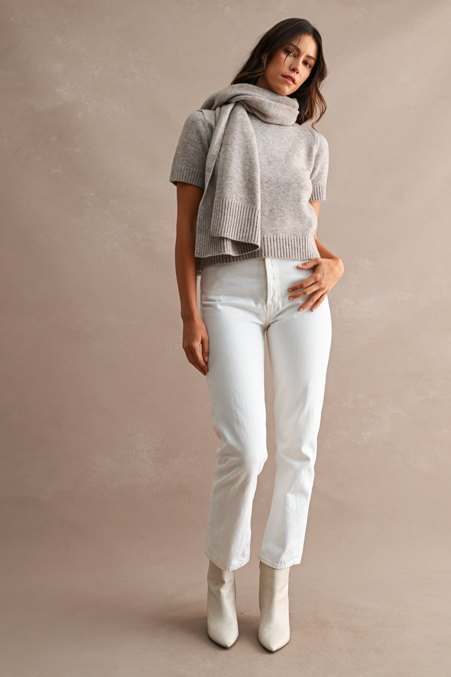 Mocha Sweater with Matching Removable Scarf