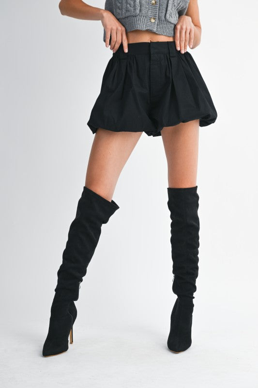 Black Bubble Hem Shorts