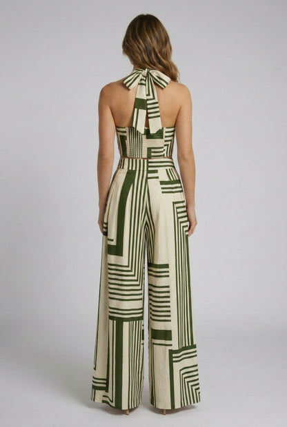 Green Halter Vest and Pants Set
