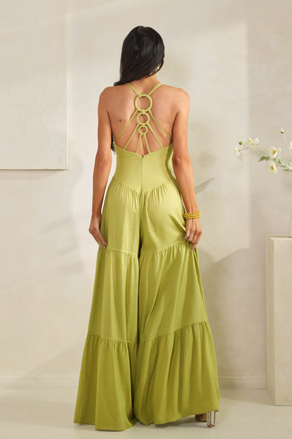 Lime Green Wide Leg Jumpsuit