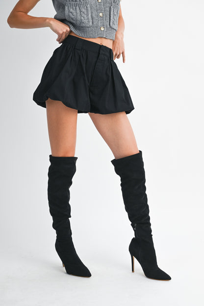 Black Bubble Hem Shorts