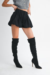 Black Bubble Hem Shorts
