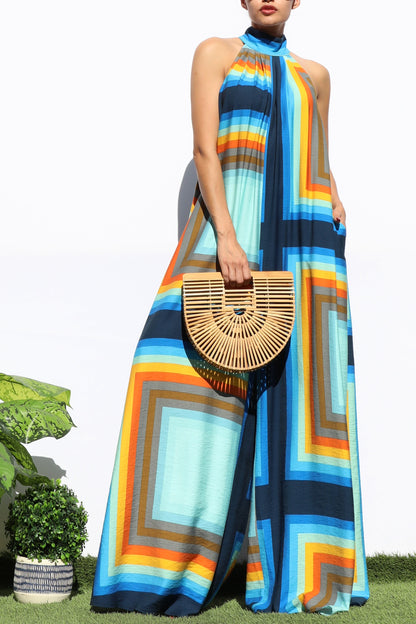Aubrey Blue Printed Jupmsuit