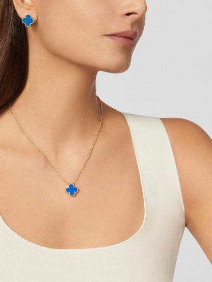 Designer Inspired Blue Clover Earrings