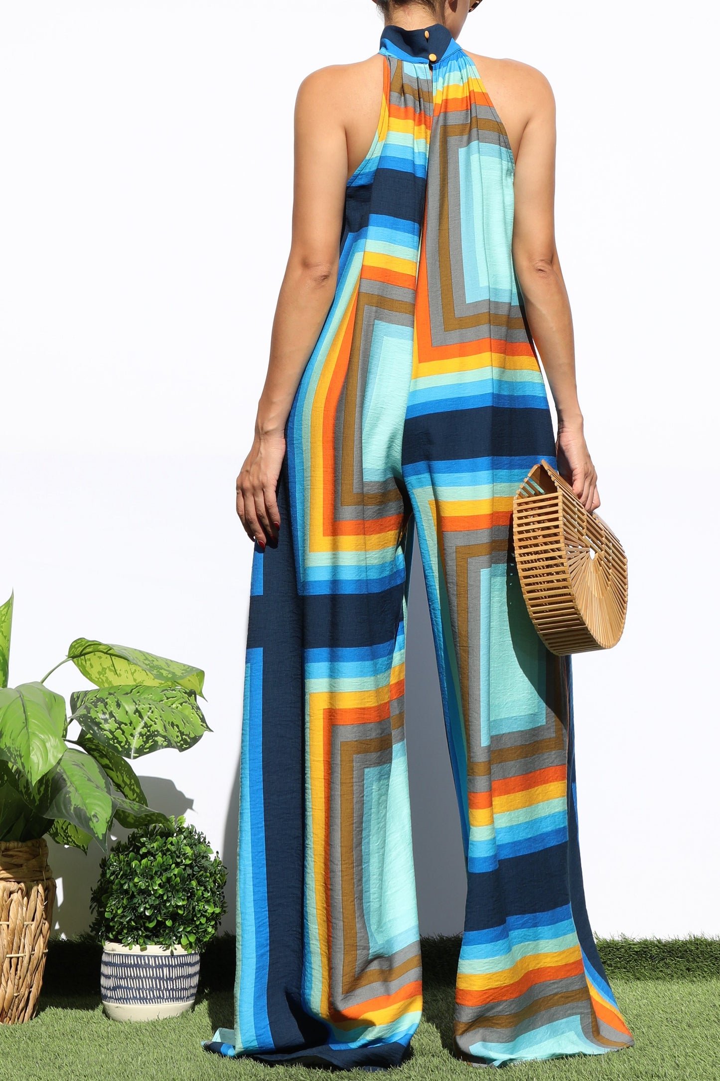 Aubrey Blue Printed Jupmsuit