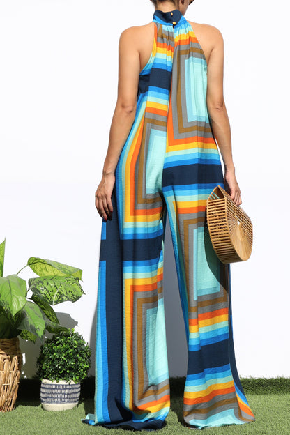 Aubrey Blue Printed Jupmsuit