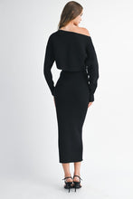 Load image into Gallery viewer, Black Top &amp; Midi Skirt Set
