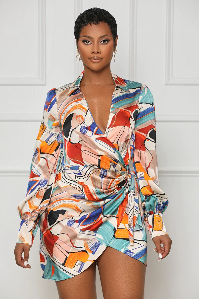 Janine Abstract Wrap Dress