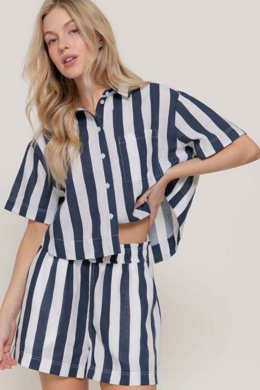 Elaine Striped Shorts Set