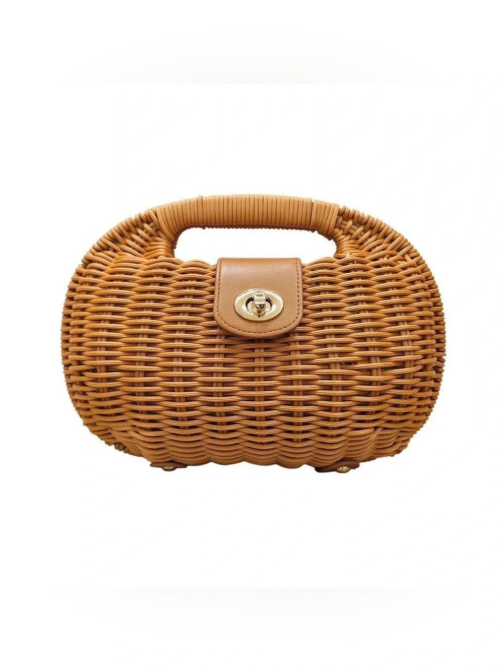 Woven Rattan Top Handle Bag