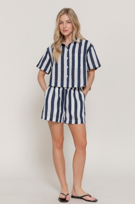 Elaine Striped Shorts Set