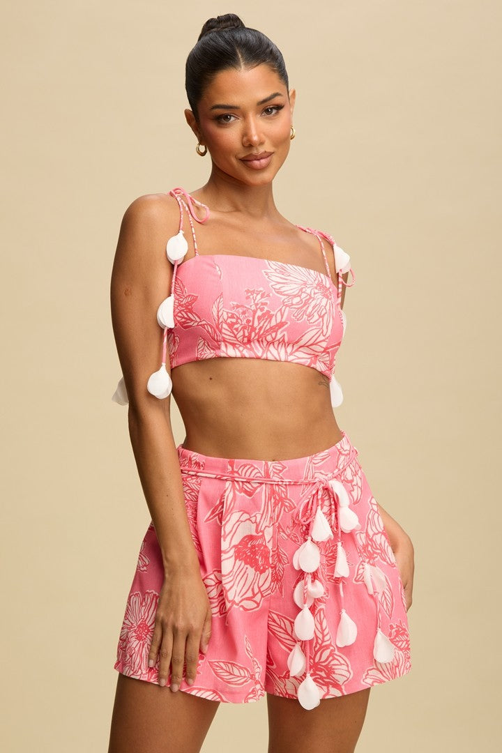 Pink Tassel Shorts Set