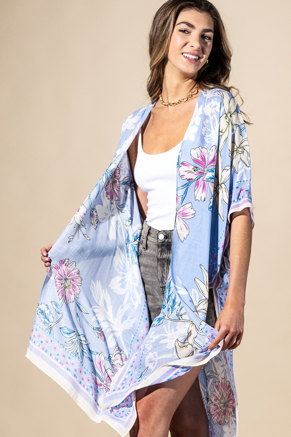Blue Drift Kimono