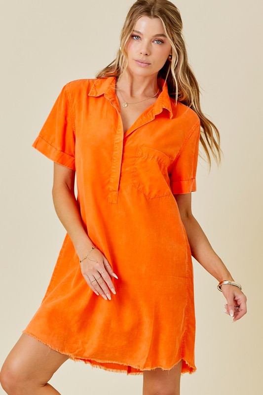 Maybel Orange Denim Dress