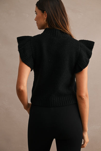 Elia Black Ruffle Sweater