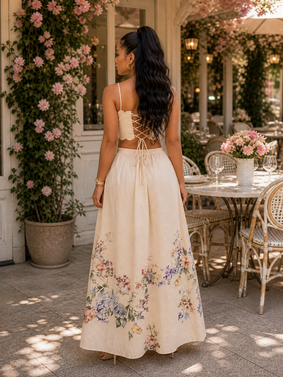 Cream Floral Cutout Dress – Natasha Couture Fashion