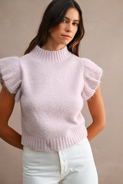 Elia Lavender Ruffle Sweater