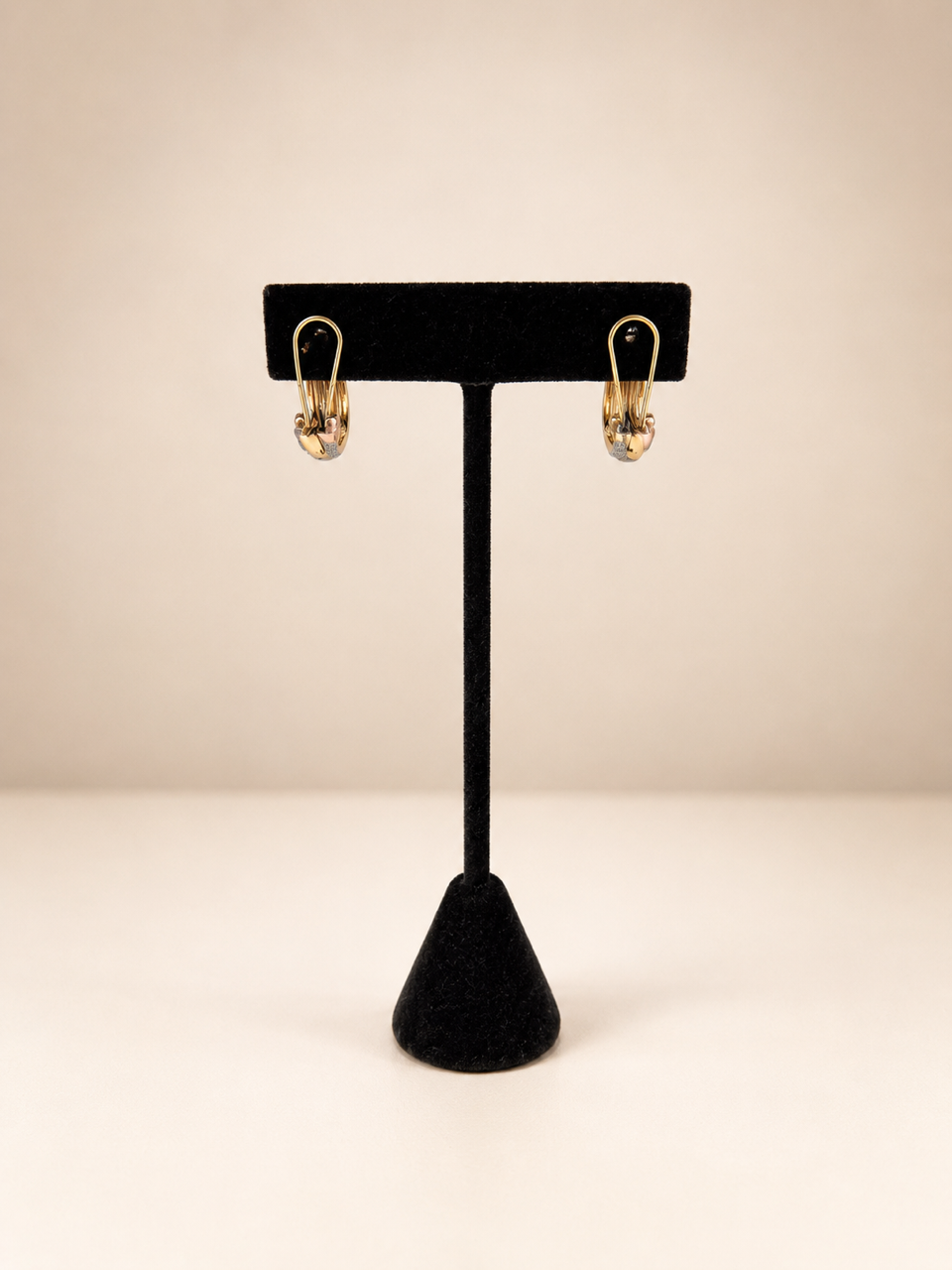 Tri-Color Pave Hoop Earrings